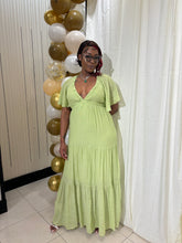 Load image into Gallery viewer, Sun-kissed Lime Tiered Maxi Dress