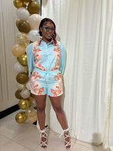 Load image into Gallery viewer, Coastal Bloom Short Set (BLUE)