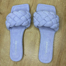 Load image into Gallery viewer, Luxe Weave Slide Sandals (Lilac Suede )