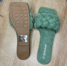 Load image into Gallery viewer, Luxe Weave Slide Sandals (Sage)