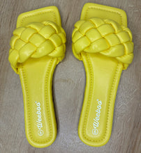 Load image into Gallery viewer, Luxe Weave Slide Sandals (Yellow PU)