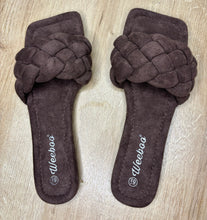 Load image into Gallery viewer, Luxe Weave Slide Sandals ( Brown suede)