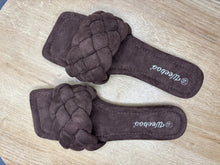 Load image into Gallery viewer, Luxe Weave Slide Sandals ( Brown suede)
