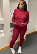 Load image into Gallery viewer, Honeycomb Textured Pullover Set- BURGUNDY
