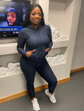 Load image into Gallery viewer, Honeycomb Textured Pullover Set- NAVY
