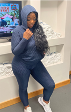 Load image into Gallery viewer, Honeycomb Textured Pullover Set- NAVY