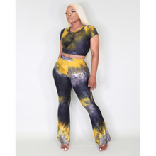 Load image into Gallery viewer, Sunset Blue Flared Tie Dye 2 piece