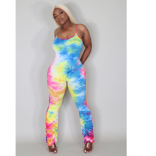 Load image into Gallery viewer, Mix’em Yellow Tie Dye Spaghetti Strap Jumpsuit
