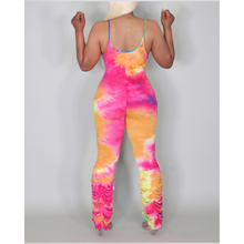 Load image into Gallery viewer, Mix’em Yellow Tie Dye Spaghetti Strap Jumpsuit
