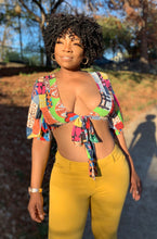 Load image into Gallery viewer, multicolor pattern print front tie blouse