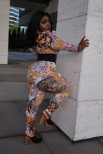 Load image into Gallery viewer, gold graphic print jumpsuit