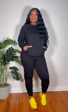Load image into Gallery viewer, Chelsea 2 Piece- BLACK JOGGER PANTS SET