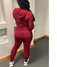 Load image into Gallery viewer, Honeycomb Textured Pullover Set- BURGUNDY