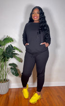 Load image into Gallery viewer, Chelsea 2 Piece- BLACK JOGGER PANTS SET