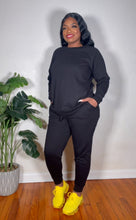 Load image into Gallery viewer, Chelsea 2 Piece- BLACK JOGGER PANTS SET
