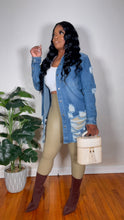 Load image into Gallery viewer, Breezy Distressed Denim Jacket- Blue Denim Jacket