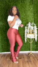 Load image into Gallery viewer, More Than Basic Stacked Leggings- Marsala Ruched Hem Pants