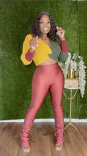 Load image into Gallery viewer, More Than Basic Stacked Leggings- Marsala Ruched Hem Pants