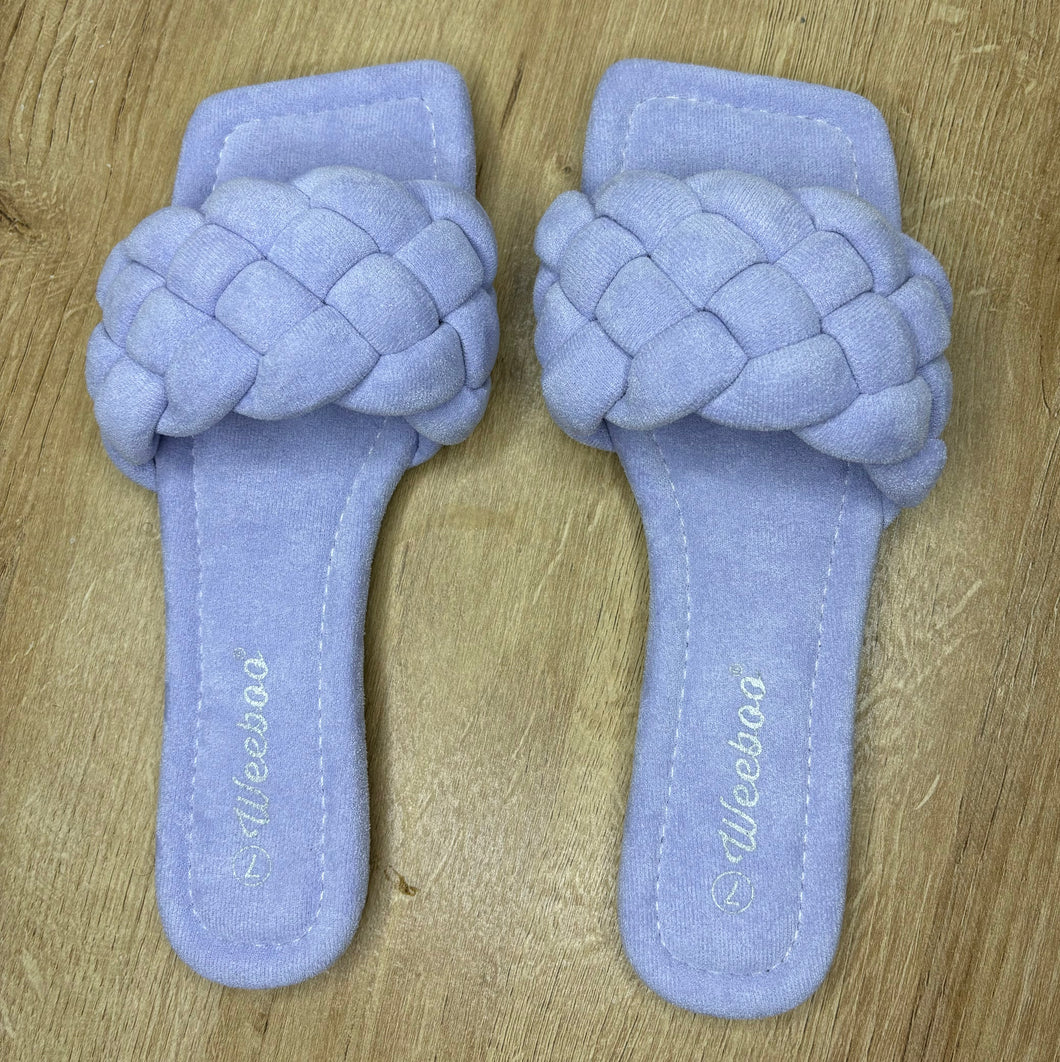 Luxe Weave Slide Sandals (Lilac Suede )