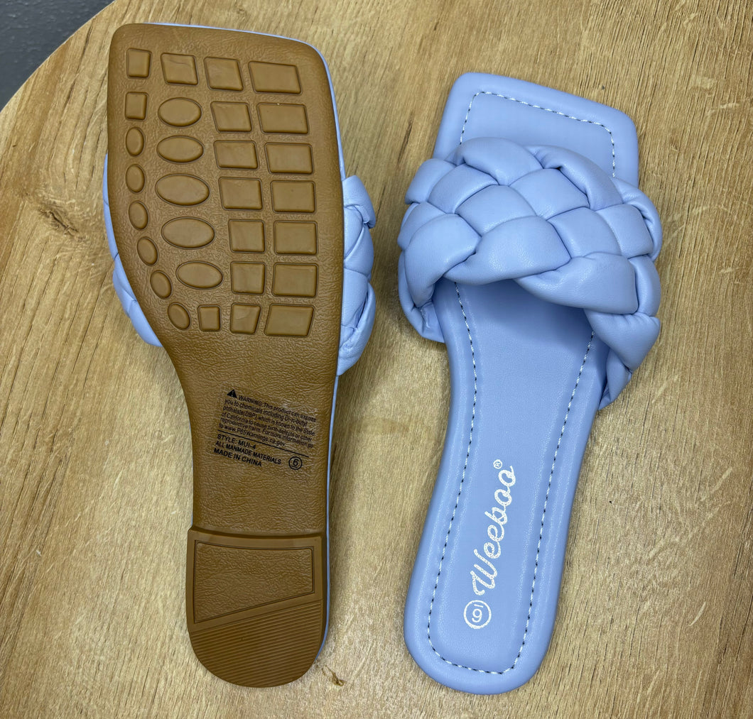 Luxe Weave Slide Sandals ( Blue PU)