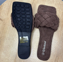 Load image into Gallery viewer, Luxe Weave Slide Sandals ( Brown suede)
