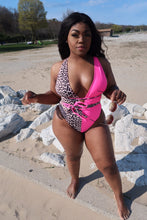 Load image into Gallery viewer, monokini patchwork leopard one piece
