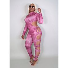 Load image into Gallery viewer, Peekaboo Cut Out Long Sleeve Jumpsuit- Rose Jumpsuit
