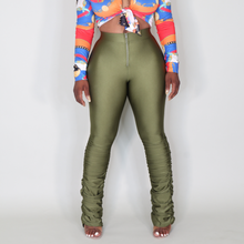 Load image into Gallery viewer, More Than Basic Stacked Leggings- Olive Ruched Hem Pants
