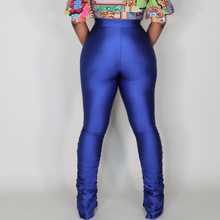 Load image into Gallery viewer, More Than Basic Stacked Leggings- Blue Ruched Hem Pants
