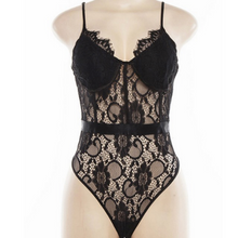 Load image into Gallery viewer, Luxury lace bodysuit- White &amp; Black lace bodysuit
