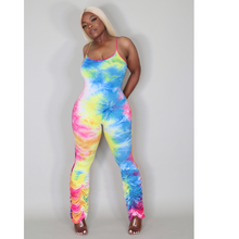 Load image into Gallery viewer, Mix’em Yellow Tie Dye Spaghetti Strap Jumpsuit
