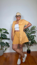 Load image into Gallery viewer, THE MUSTARD WOVEN COTTON BUTTON DOWN 2 PIECE SET WITH POCKETS
