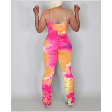 Load image into Gallery viewer, Mix’em Yellow Tie Dye Spaghetti Strap Jumpsuit
