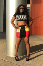 Load image into Gallery viewer, checkerboard plaid t-shirt crop top two piece set
