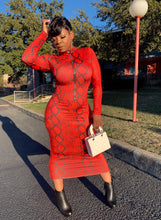 Load image into Gallery viewer, SnakeSkin Bodycon Maxi- Red
