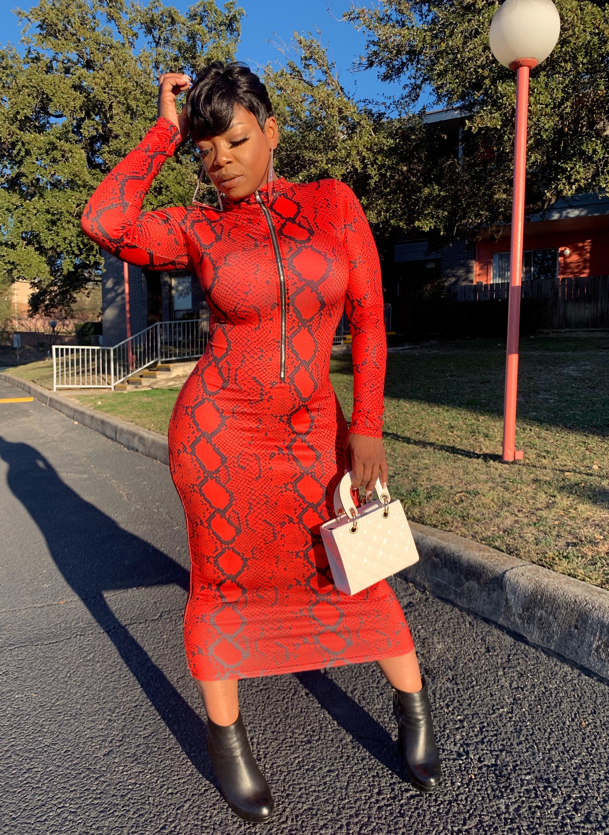 SnakeSkin Bodycon Maxi- Red Lynyce Finesse SnakeSkin Bodycon Maxi- Red Lynyce Finesse