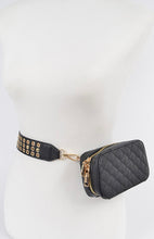 Load image into Gallery viewer,  Black Quilted Belt Bag - Fanny Pack
