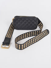 Load image into Gallery viewer,  Black Quilted Belt Bag - Fanny Pack
