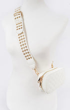 Load image into Gallery viewer,  White/ Gold Quilted Belt Bag - Fanny Pack
