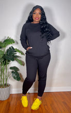 Load image into Gallery viewer, Chelsea 2 Piece- BLACK JOGGER PANTS SET
