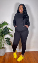 Load image into Gallery viewer, Chelsea 2 Piece- BLACK JOGGER PANTS SET
