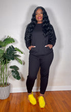 Load image into Gallery viewer, Chelsea 2 Piece- BLACK JOGGER PANTS SET
