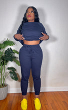 Load image into Gallery viewer, Chelsea 2 Piece- NAVY JOGGER PANTS SET
