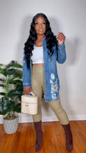 Load image into Gallery viewer, Breezy Distressed Denim Jacket- Blue Denim Jacket
