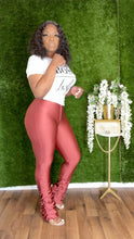 Load image into Gallery viewer, More Than Basic Stacked Leggings- Marsala Ruched Hem Pants
