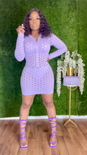 Load image into Gallery viewer, Judy Lavender Hollow Out Mini Dress- Lavender Hollow Out Dress
