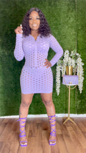 Load image into Gallery viewer, Judy Lavender Hollow Out Mini Dress- Lavender Hollow Out Dress
